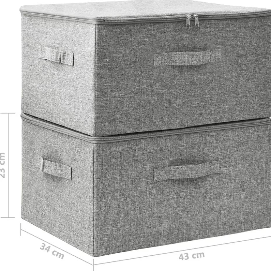 vidaXL - Opbergbox Opbergboxen - Grijs - Stof - 2 stuks
