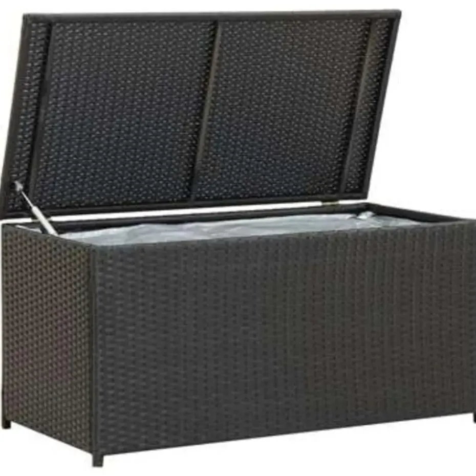 vidaXL - Opbergcontainer Voor Buiten - Zwart - Poly rattan - 100 x 50 x 50 cm