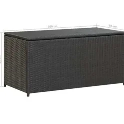 vidaXL - Opbergcontainer Voor Buiten - Zwart - Poly rattan - 100 x 50 x 50 cm
