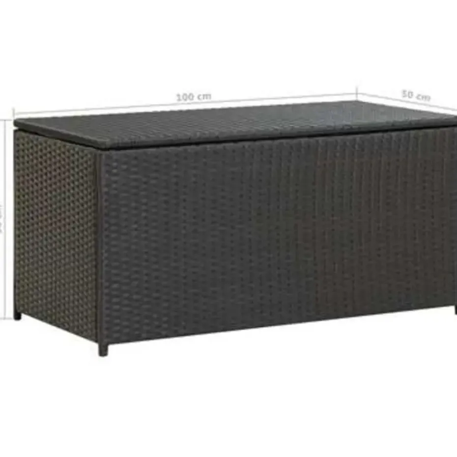 vidaXL - Opbergcontainer Voor Buiten - Zwart - Poly rattan - 100 x 50 x 50 cm