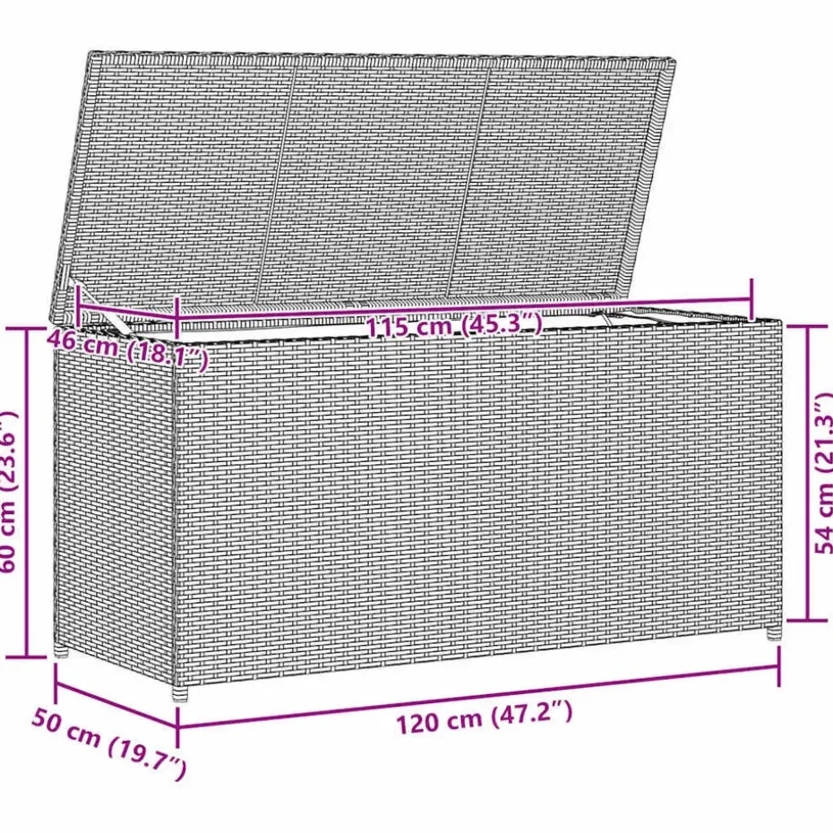 vidaXL - Opbergkist - Bruin - Poly rattan