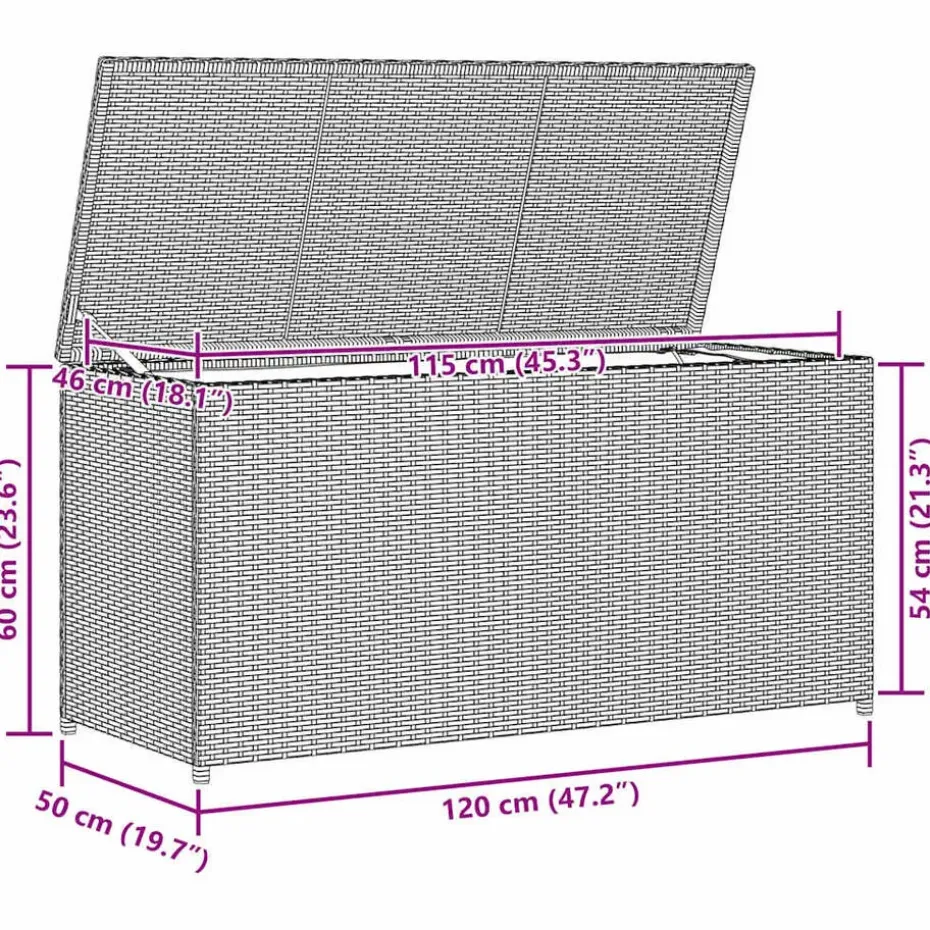 vidaXL - Opbergkist - Zwart - Poly rattan