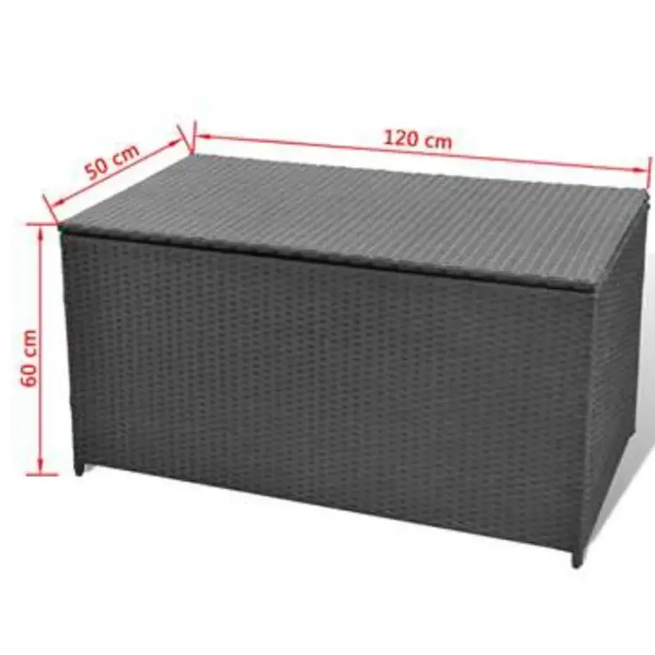 vidaXL - Opbergkist - Zwart - Poly rattan