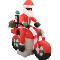 vidaXL - Opblaasbare Kerstman Op Motorfiets