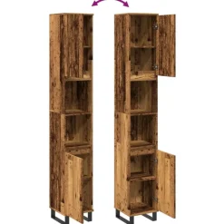 vidaXL - Oud hout Kolomkast met 2 deuren 2 vakken - Ijzer en hout - 30x30x190 cm