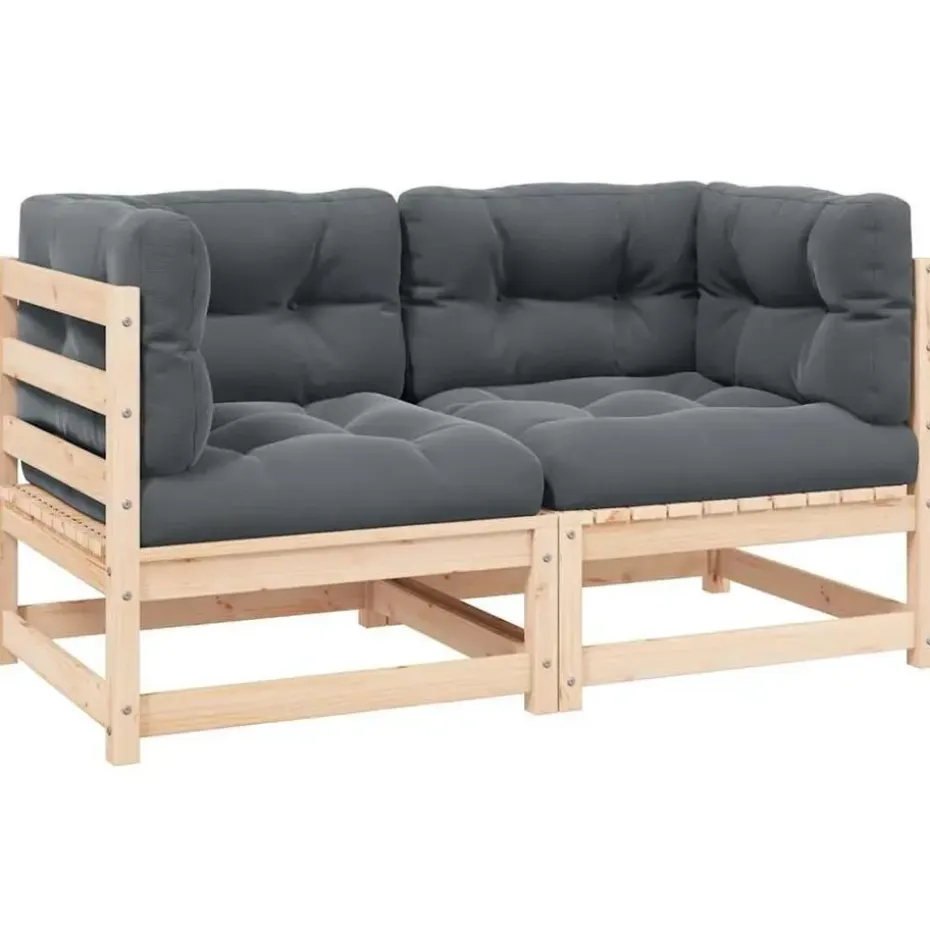 vidaXL - Palletbank - Antraciet - Grenenhout
