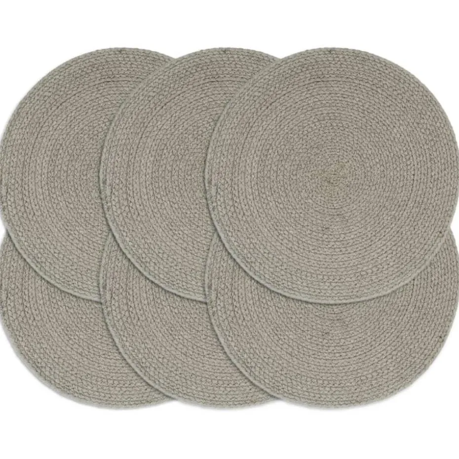 vidaXL - Placemat - Grijs - Katoen - 6 stuks