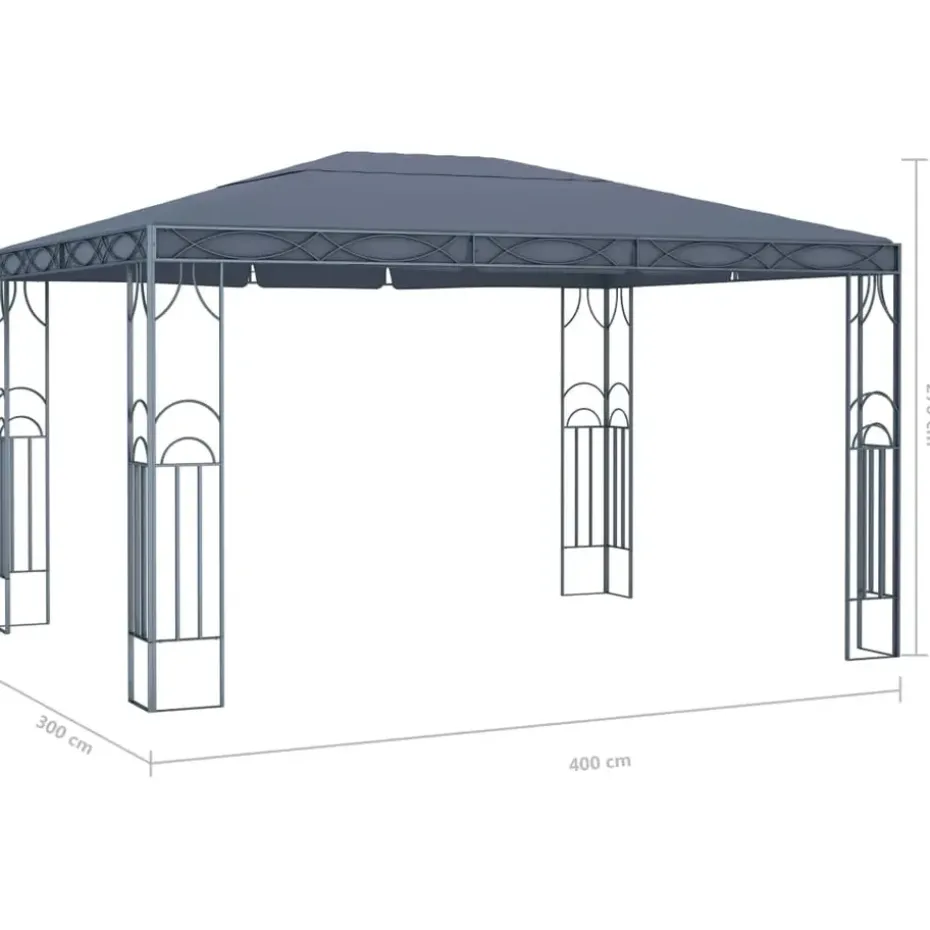 vidaXL - Prieel Met Lichtslinger - Antraciet - Stof - 400 x 300 cm