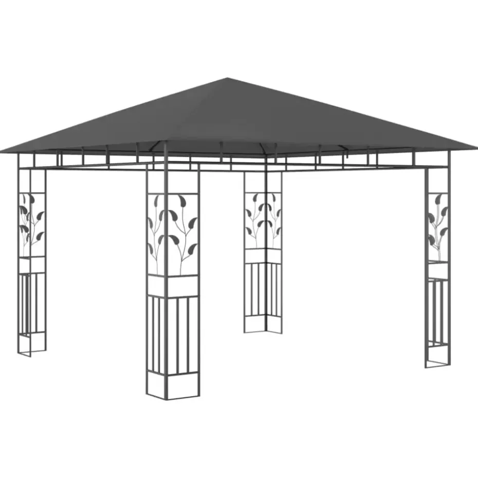 vidaXL - Prieel Met Lichtslinger - Antraciet - Stof - 3 x 3 x 2.73 m