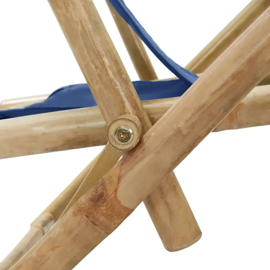 vidaXL - Relaxstoel - Blauw - Bamboe en stof - Verstelbaar