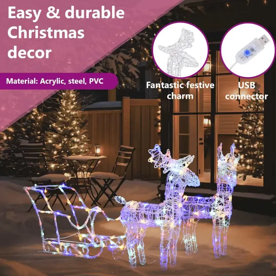 vidaXL - Rendieren En Slee Kerstversiering - Multikleur
