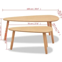 vidaXL - Salontafel - Bruin - Grenenhout - 2 stuks