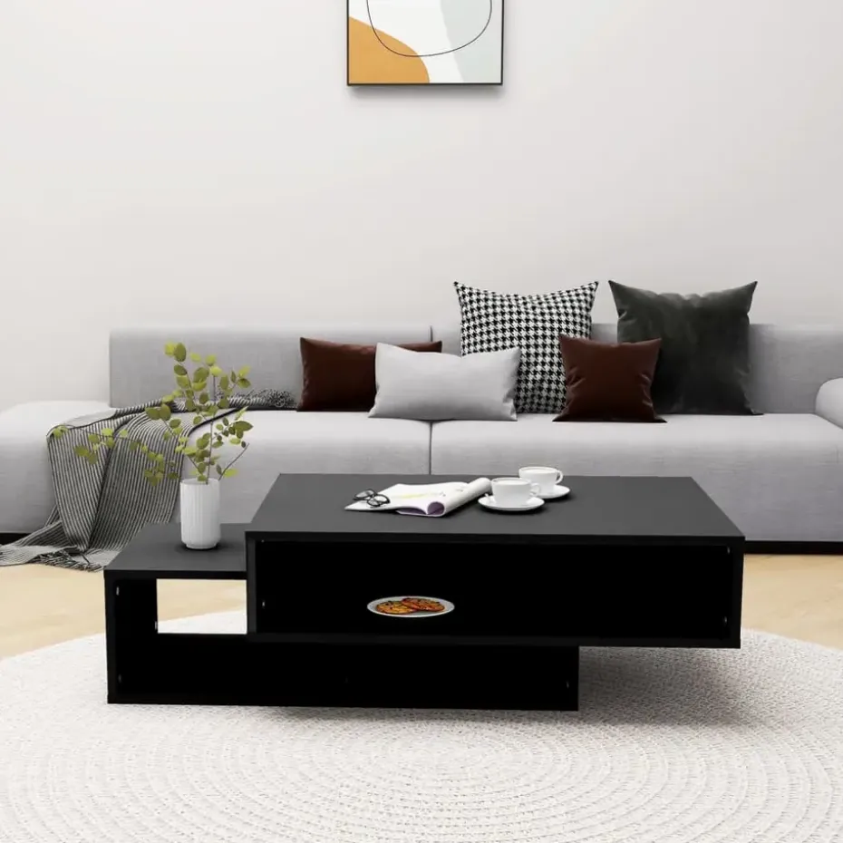 vidaXL - Salontafel - Zwart - Bewerkt hout