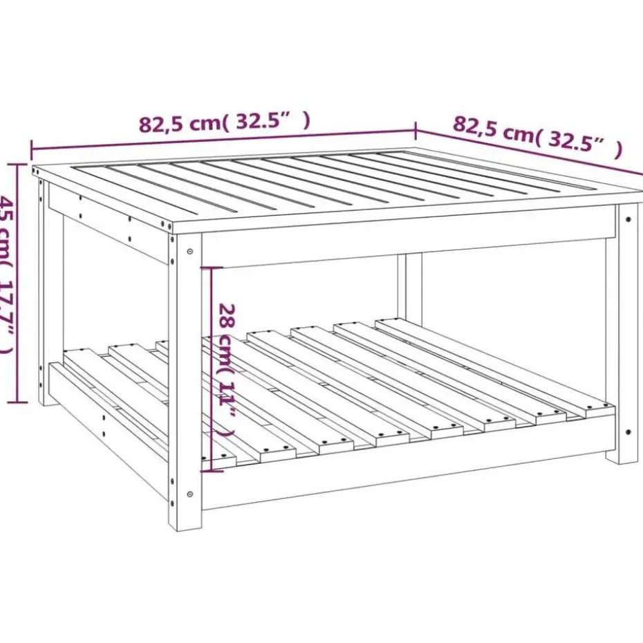 vidaXL - Salontafel met opbergruimte - Naturel - Douglashout - 82,5x82,5x45 cm