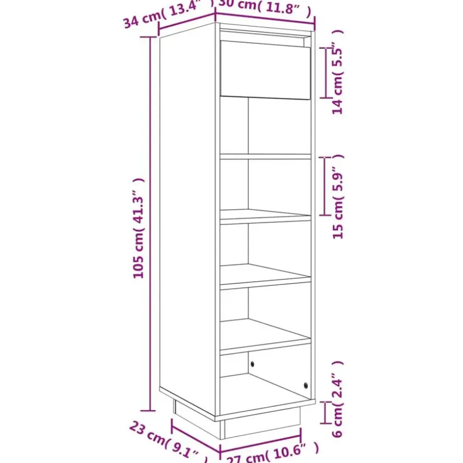 vidaXL - Schoenenkast - Grijs - Grenenhout