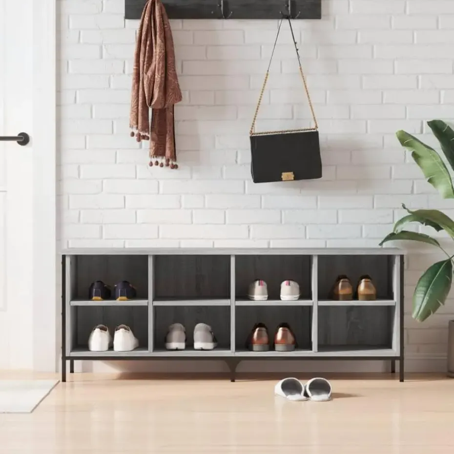 vidaXL - Schoenenkast 8 paar met 8 vakken - Grijs sonoma eiken - 131x35x50 cm