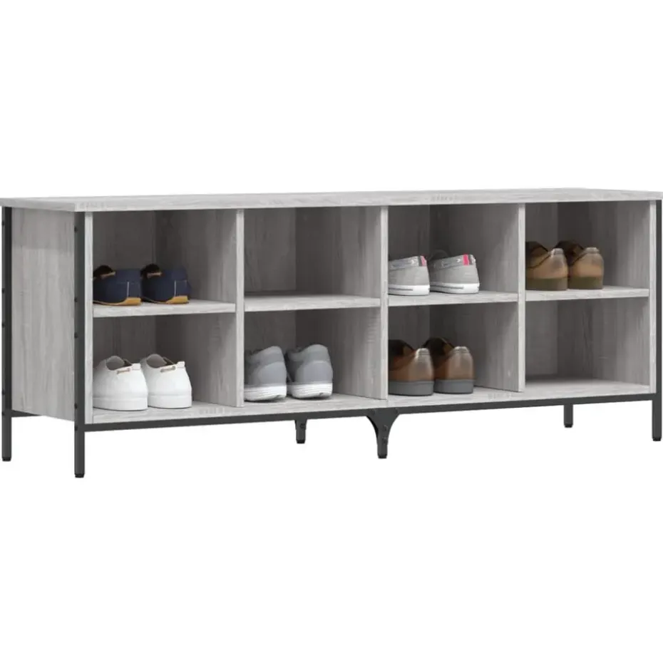 vidaXL - Schoenenkast 8 paar met 8 vakken - Grijs sonoma eiken - 131x35x50 cm