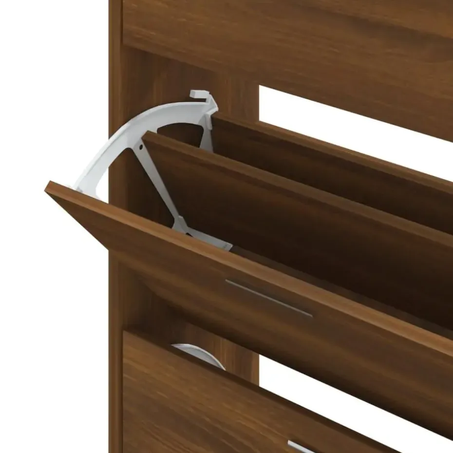 vidaXL - Schoenenkast 6 paar met 3 kleppen - Bruin eiken - Hout - 63x24x103 cm