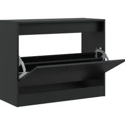vidaXL - Schoenenkast 3 paar met 1 klep - Zwart - Bewerkt hout - 80x34x63 cm