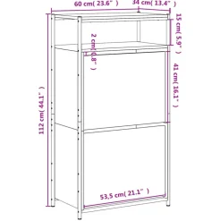 vidaXL - Schoenenkast 6 paar met 2 kleppen - Sonoma eiken - Hout - 60x34x112 cm