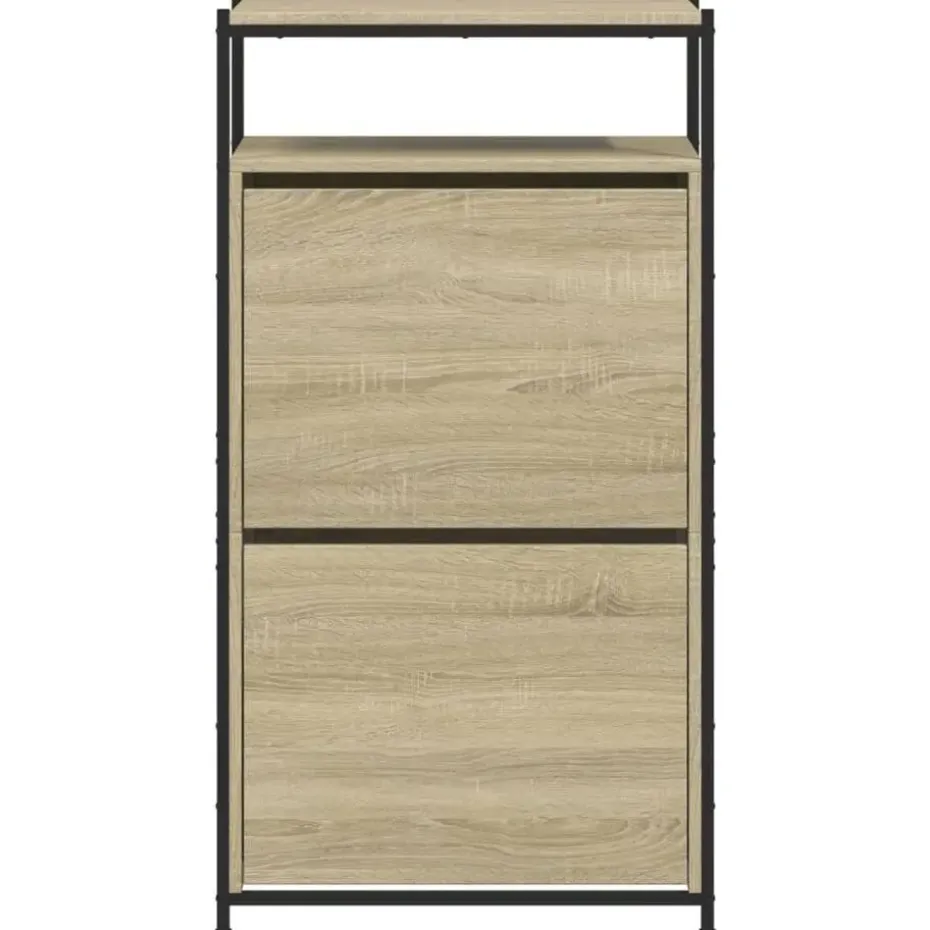 vidaXL - Schoenenkast 6 paar met 2 kleppen - Sonoma eiken - Hout - 60x34x112 cm