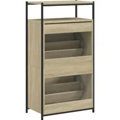 vidaXL - Schoenenkast 6 paar met 2 kleppen - Sonoma eiken - Hout - 60x34x112 cm