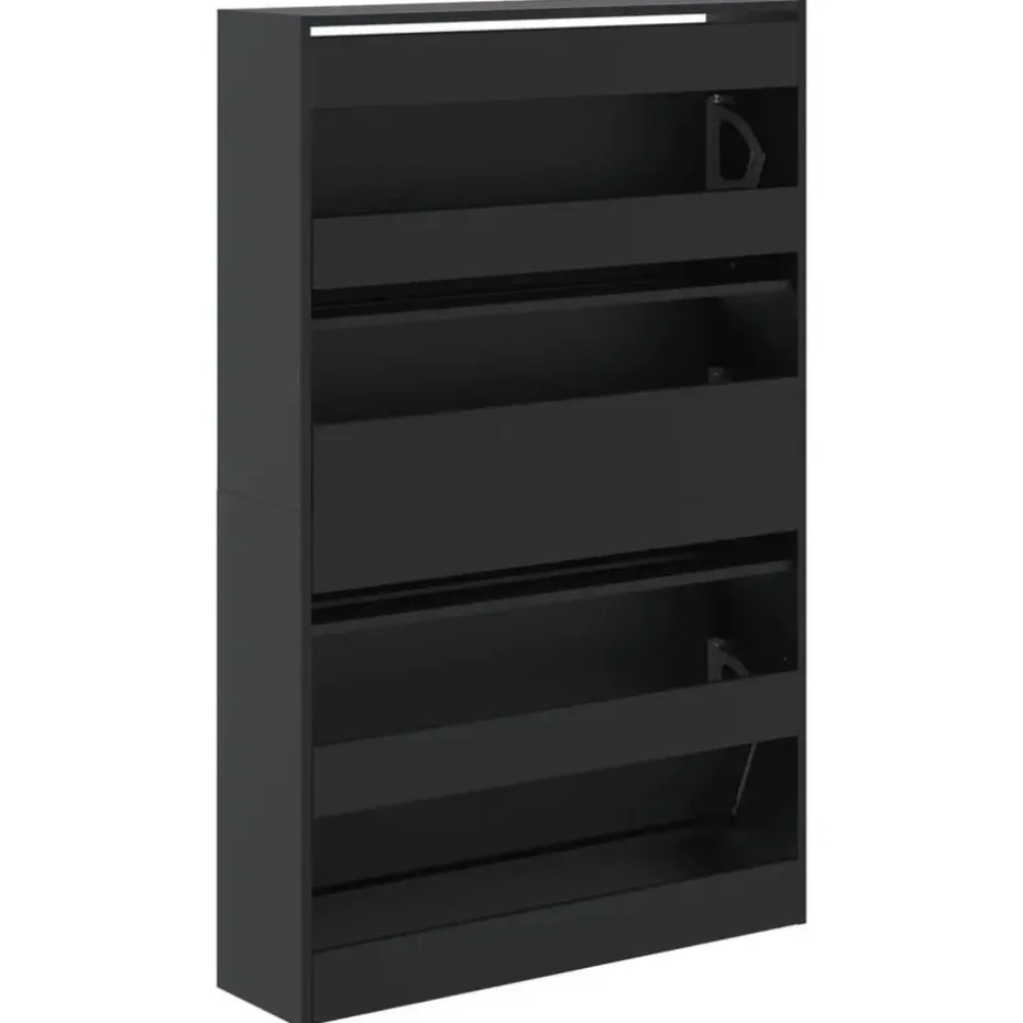 vidaXL - Schoenenkast 9 paar met 3 kleppen - Zwart - Hout - 80x21x125.5 cm