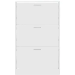 vidaXL - Schoenenkast 6 paar met 3 kleppen - Wit - Bewerkt hout - 63x24x103 cm