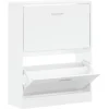 vidaXL - Schoenenkast 4 paar met 2 kleppen - Hoogglans wit - Hout - 63x24x81 cm