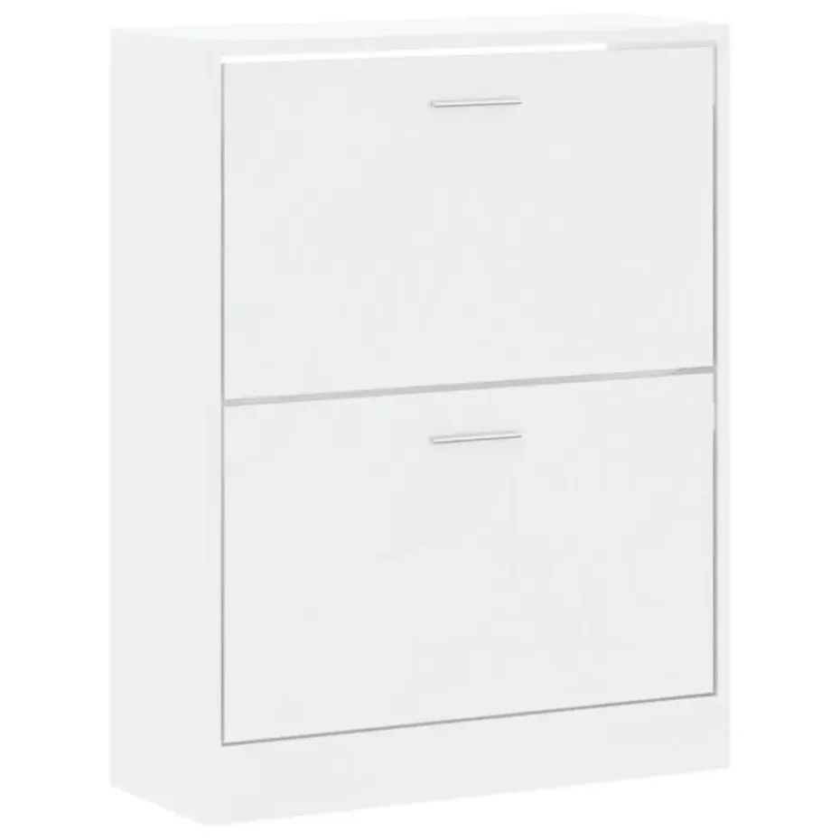 vidaXL - Schoenenkast 4 paar met 2 kleppen - Hoogglans wit - Hout - 63x24x81 cm