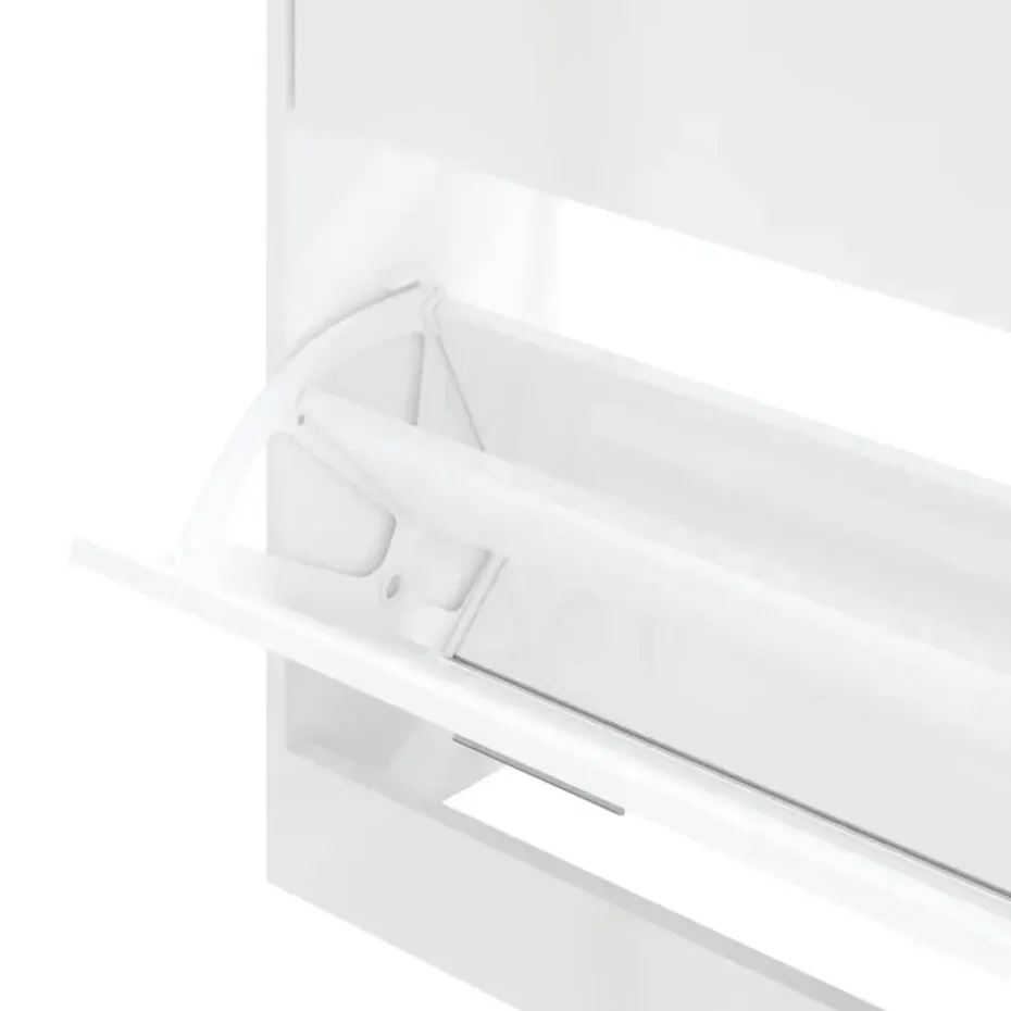 vidaXL - Schoenenkast 4 paar met 2 kleppen - Hoogglans wit - Hout - 63x24x81 cm