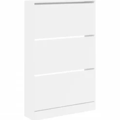 vidaXL - Schoenenkast 9 paar met 3 kleppen - Wit - Bewerkt hout - 80x21x125.5 cm