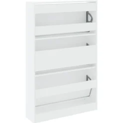 vidaXL - Schoenenkast 9 paar met 3 kleppen - Wit - Bewerkt hout - 80x21x125.5 cm