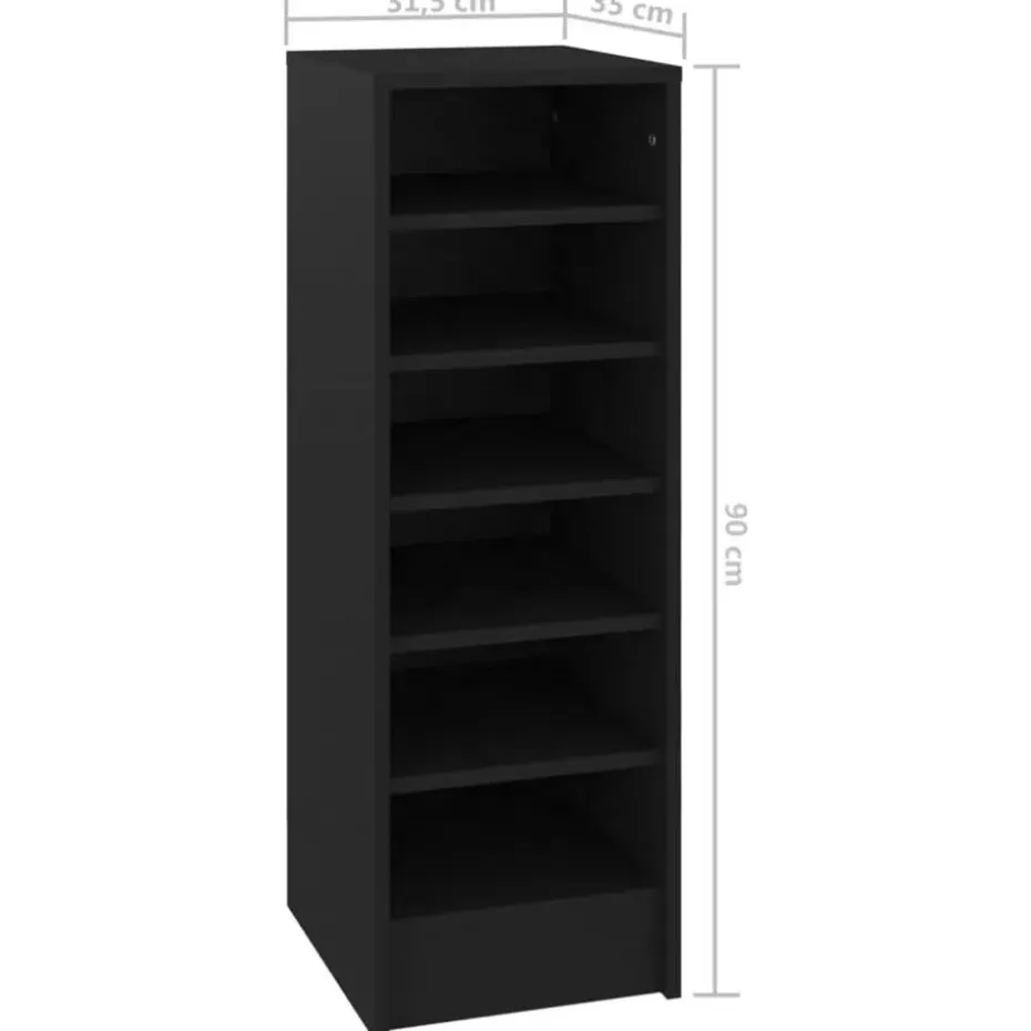 vidaXL - Schoenenkast - Zwart - Bewerkt hout - 31.5 x 35 x 92 cm