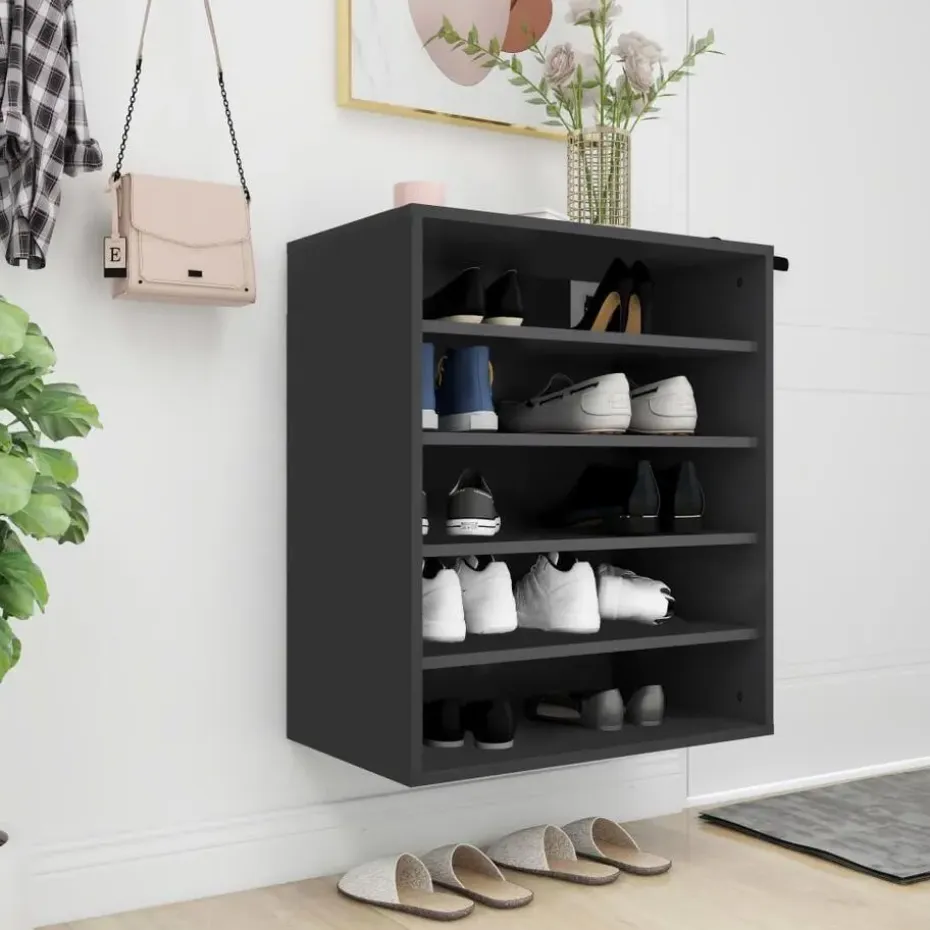 vidaXL - Schoenenkast - Zwart - Bewerkt hout - 60 x 35 x 70 cm