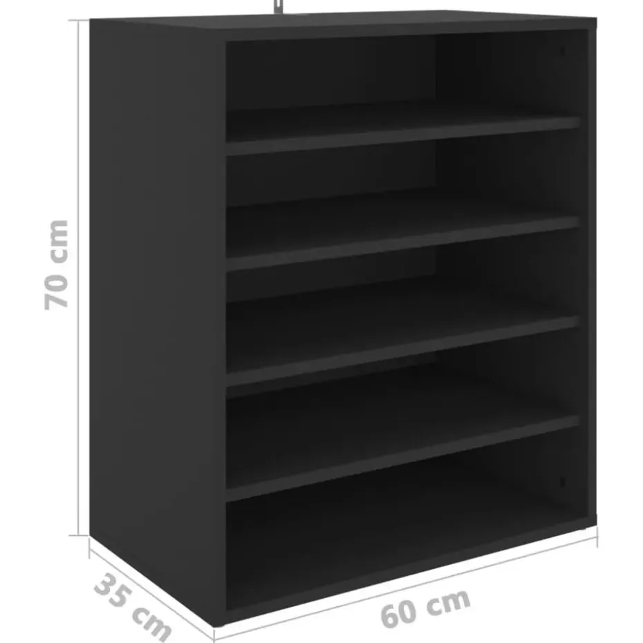 vidaXL - Schoenenkast - Zwart - Bewerkt hout - 60 x 35 x 70 cm