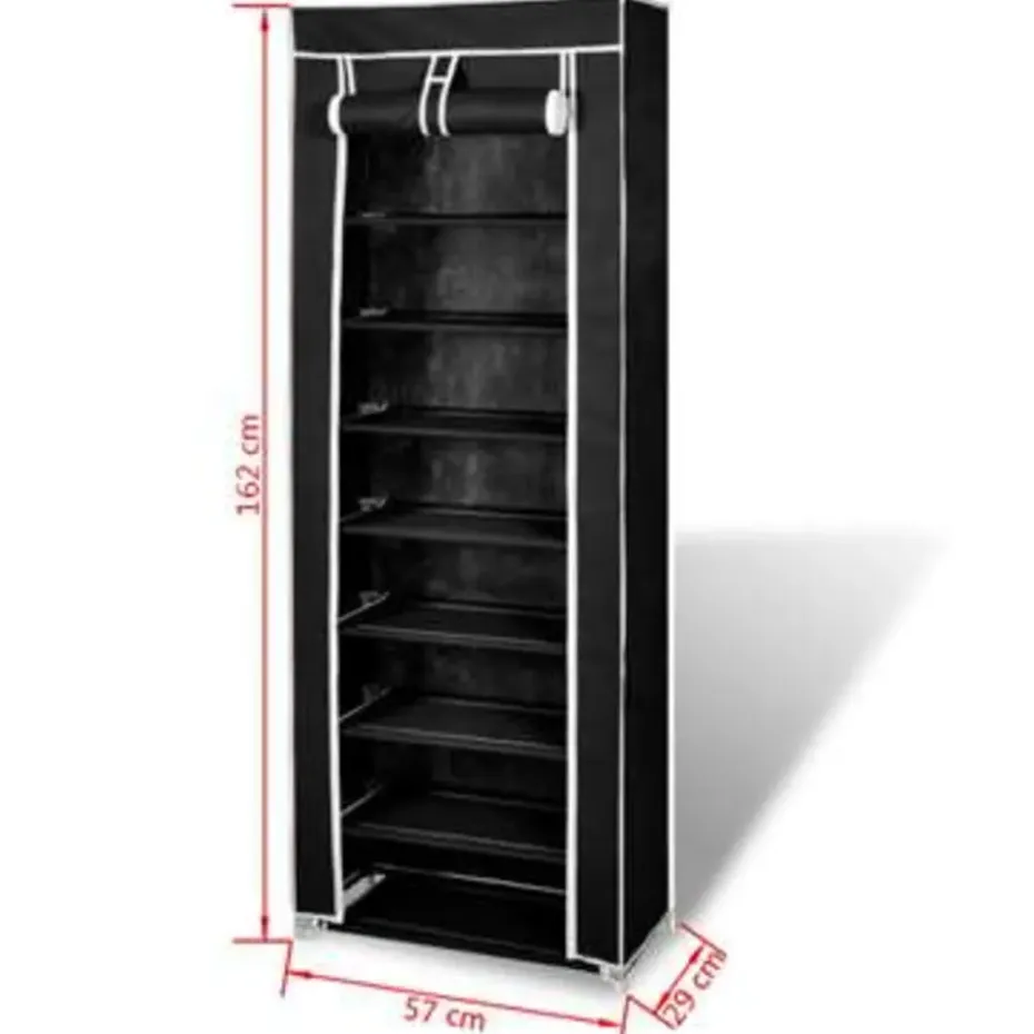 vidaXL - Schoenenkast - Zwart - Stof - 57 x 29 x 162 cm