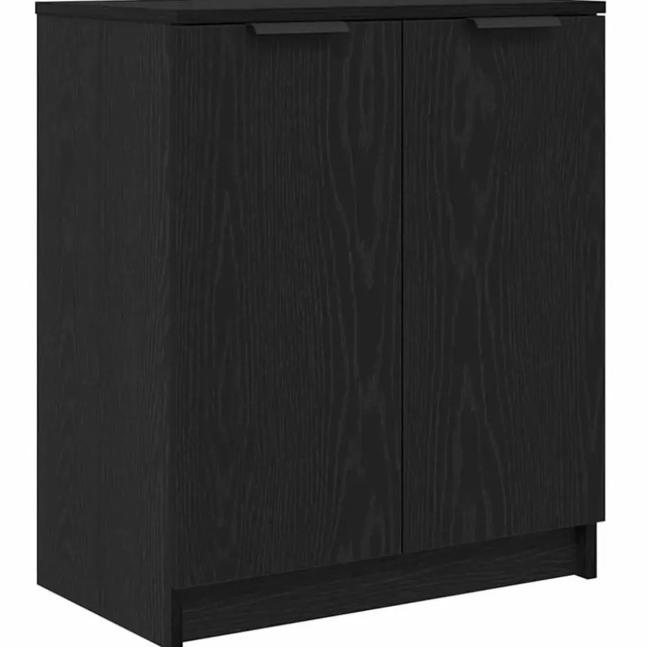 vidaXL - Schoenenkast met 2 deuren - Zwart eiken - Bewerkt hout - 59x35x70 cm
