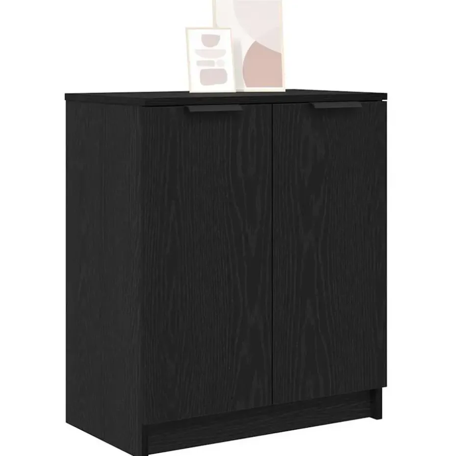 vidaXL - Schoenenkast met 2 deuren - Zwart eiken - Bewerkt hout - 59x35x70 cm
