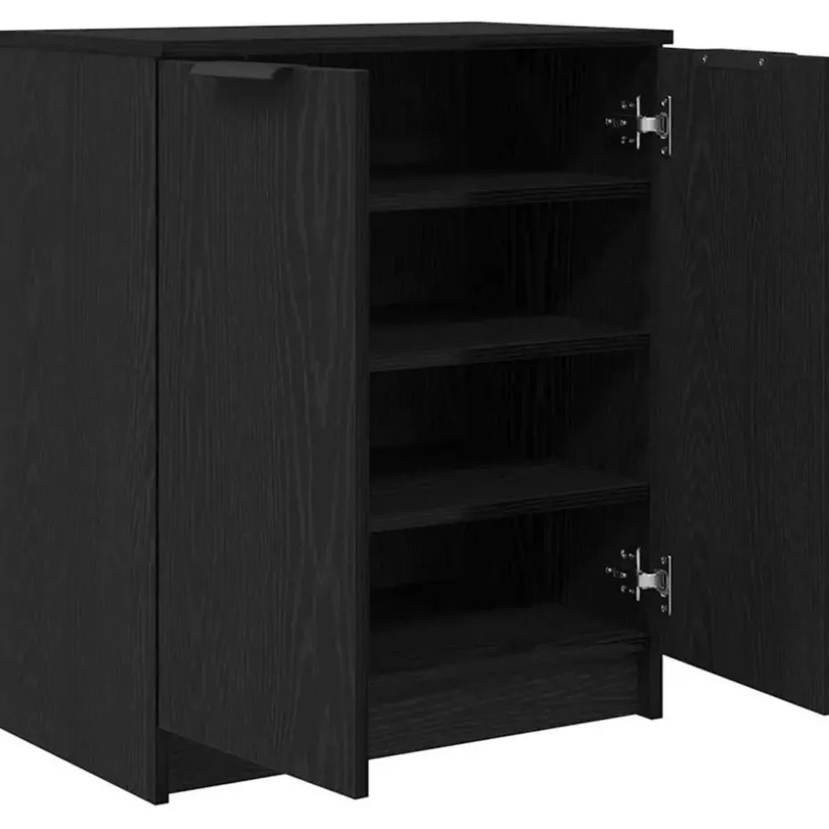 vidaXL - Schoenenkast met 2 deuren - Zwart eiken - Bewerkt hout - 59x35x70 cm