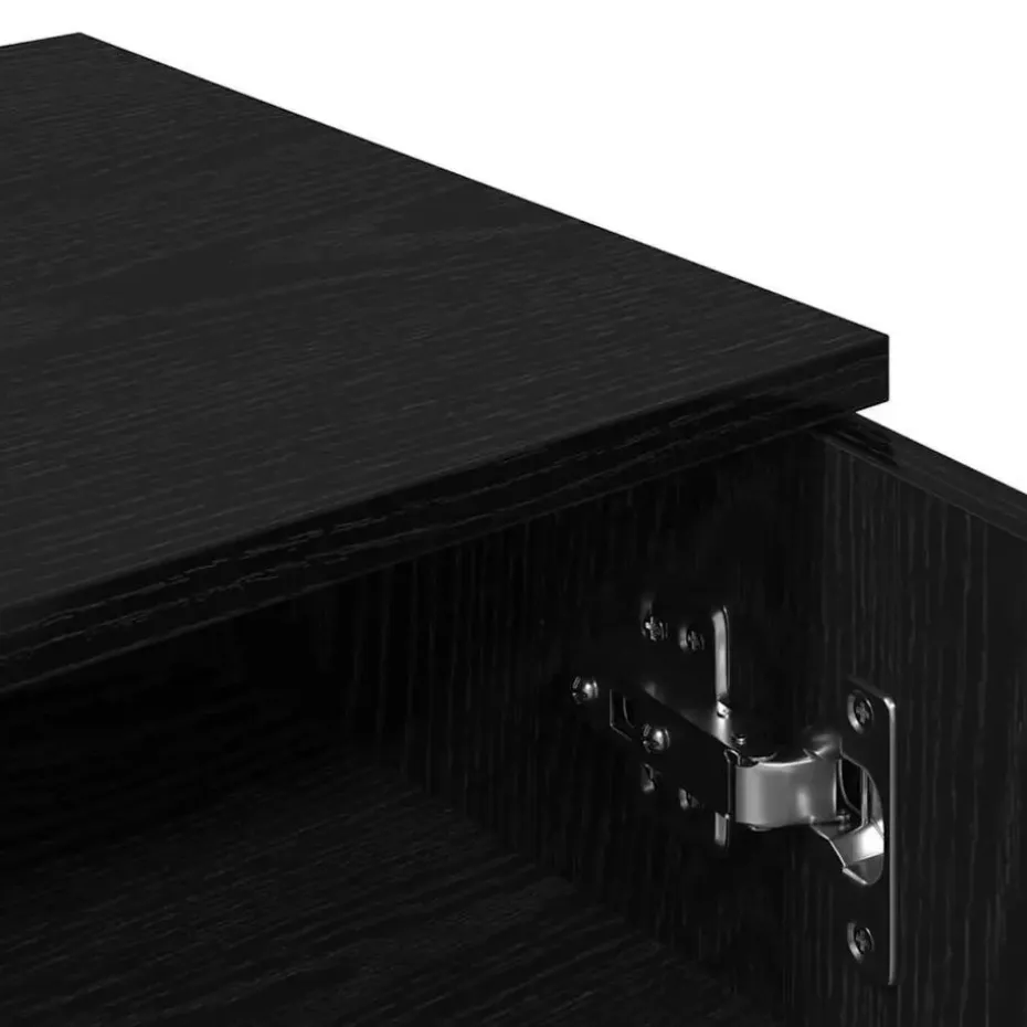 vidaXL - Schoenenkast met 2 deuren - Zwart eiken - Bewerkt hout - 59x35x70 cm