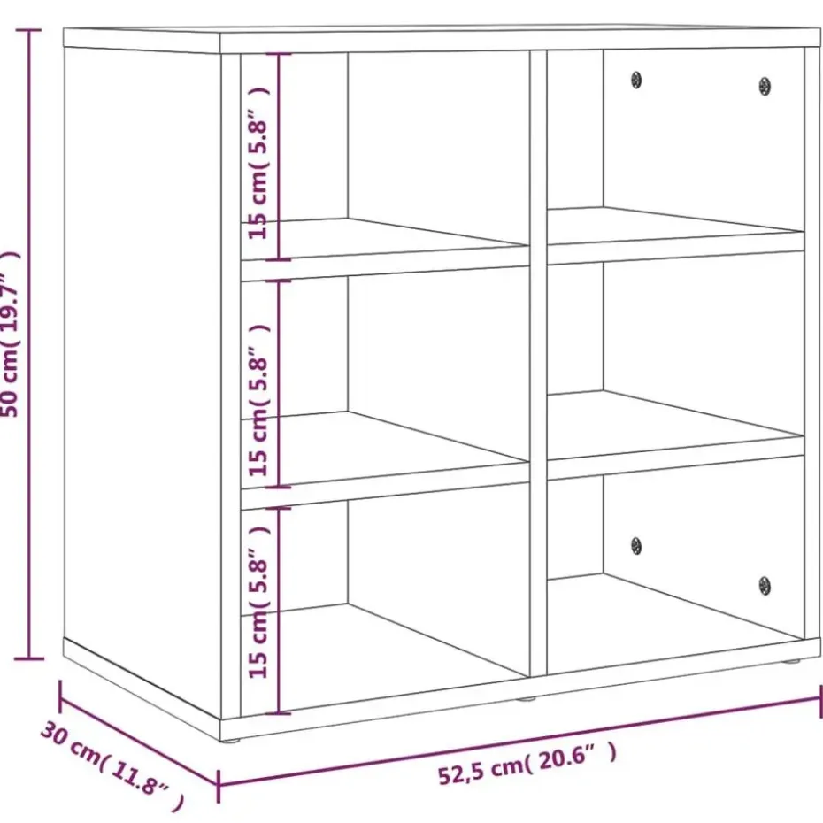vidaXL - Schoenenkast met 6 vakken - Zwart - Bewerkt hout - 52.5x30x50 cm