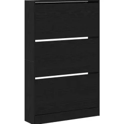 vidaXL - Schoenenkast met 3 kleppen 9 paar - Zwart eiken - 80x21x125,5 cm