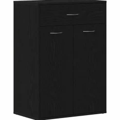 vidaXL - Schoenenkast met 1 lade en 2 deuren - Zwart eiken - Hout - 60x35x84 cm