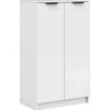 vidaXL - Schoenenkast met 2 deuren - Hoogglans wit - Hout - 59x35x100.5 cm