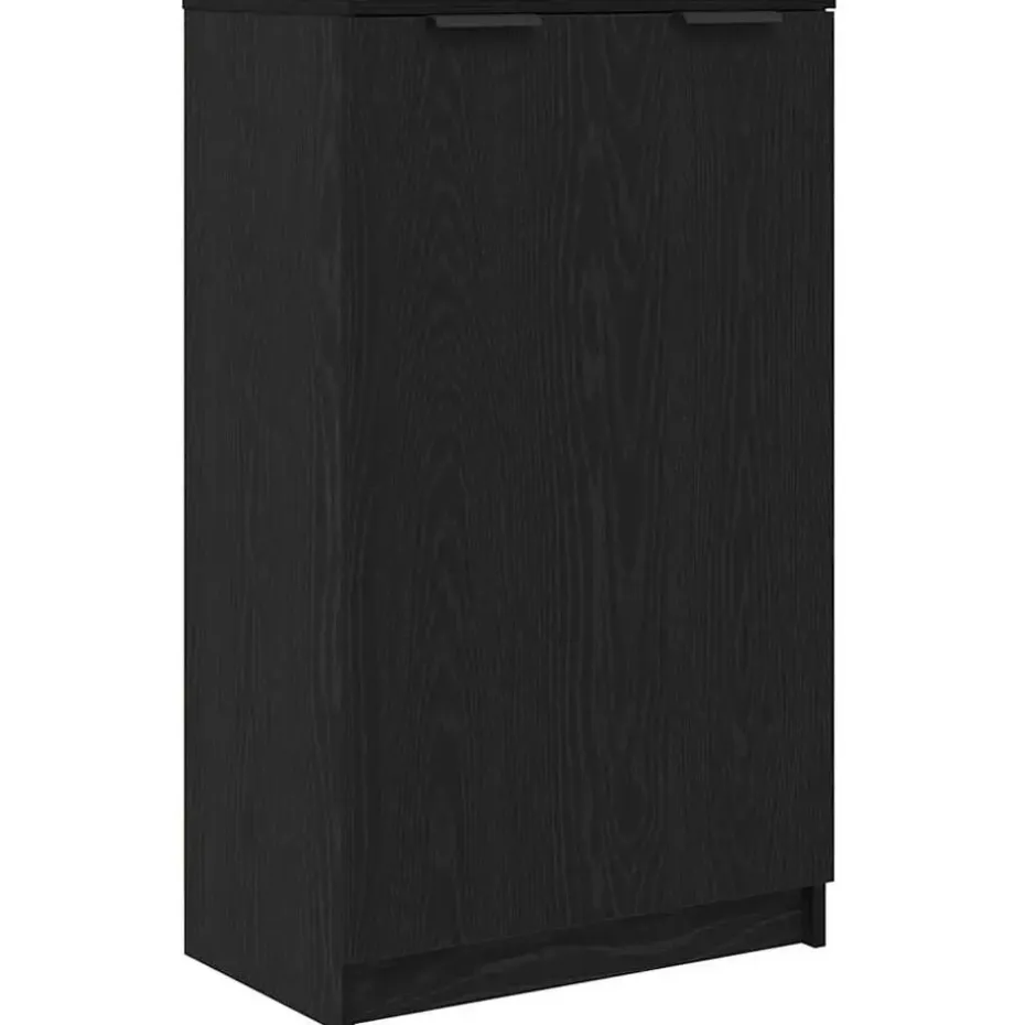 vidaXL - Schoenenkast met 2 deuren - Zwart eiken - Bewerkt hout - 59x35x100 cm