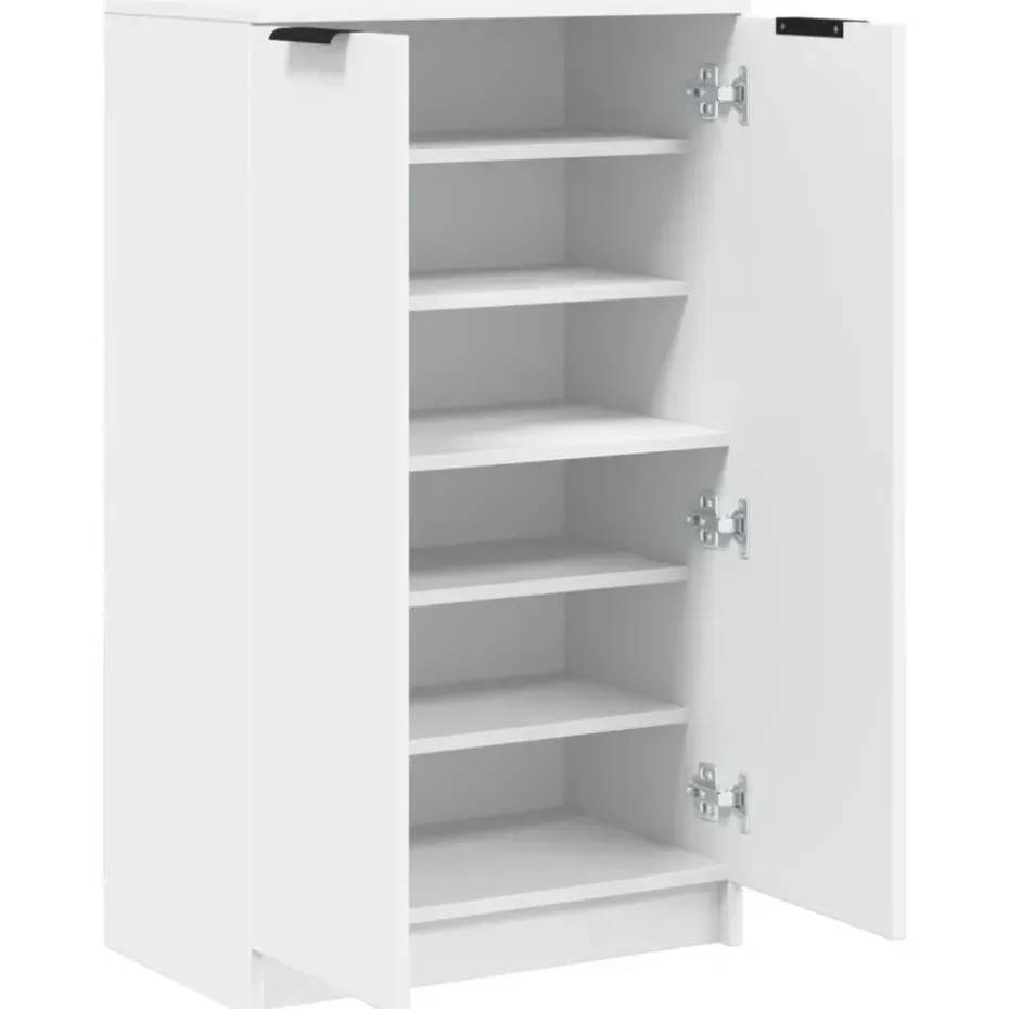 vidaXL - Schoenenkast met 2 deuren - Wit - Bewerkt hout - 59x35x100.5 cm