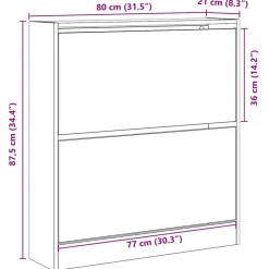 vidaXL - Schoenenkast voor entree 4 paar - Gerookt eiken - 80x21x87,5 cm