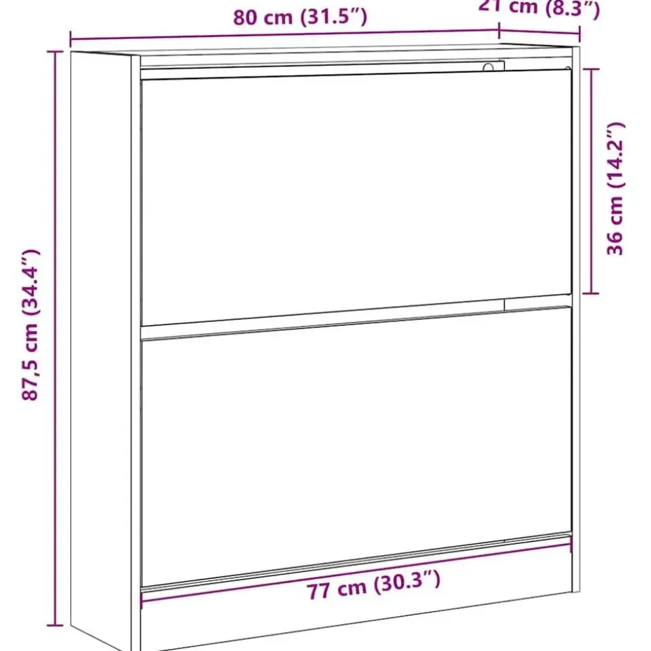 vidaXL - Schoenenkast voor entree 4 paar - Gerookt eiken - 80x21x87,5 cm