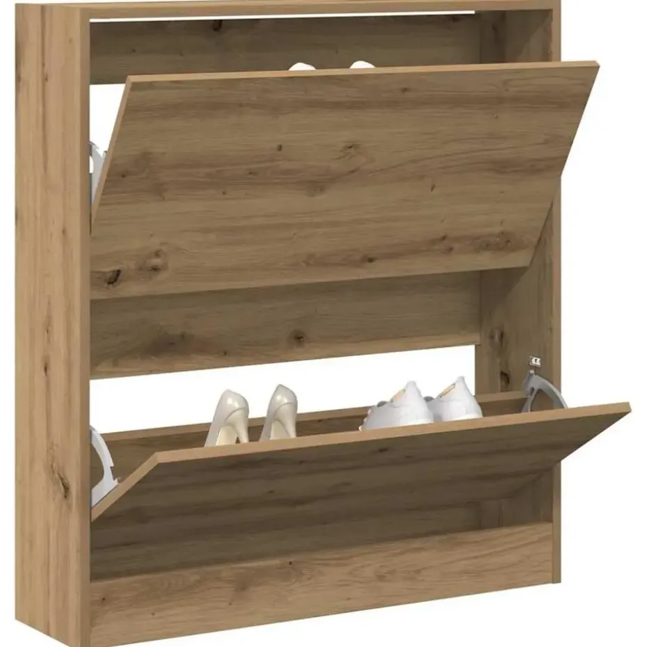 vidaXL - Schoenenkast voor entree 4 paar - Gerookt eiken - 80x21x87,5 cm